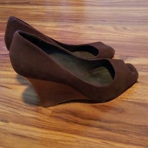 Aldo Suede Peep Toe Wedges
